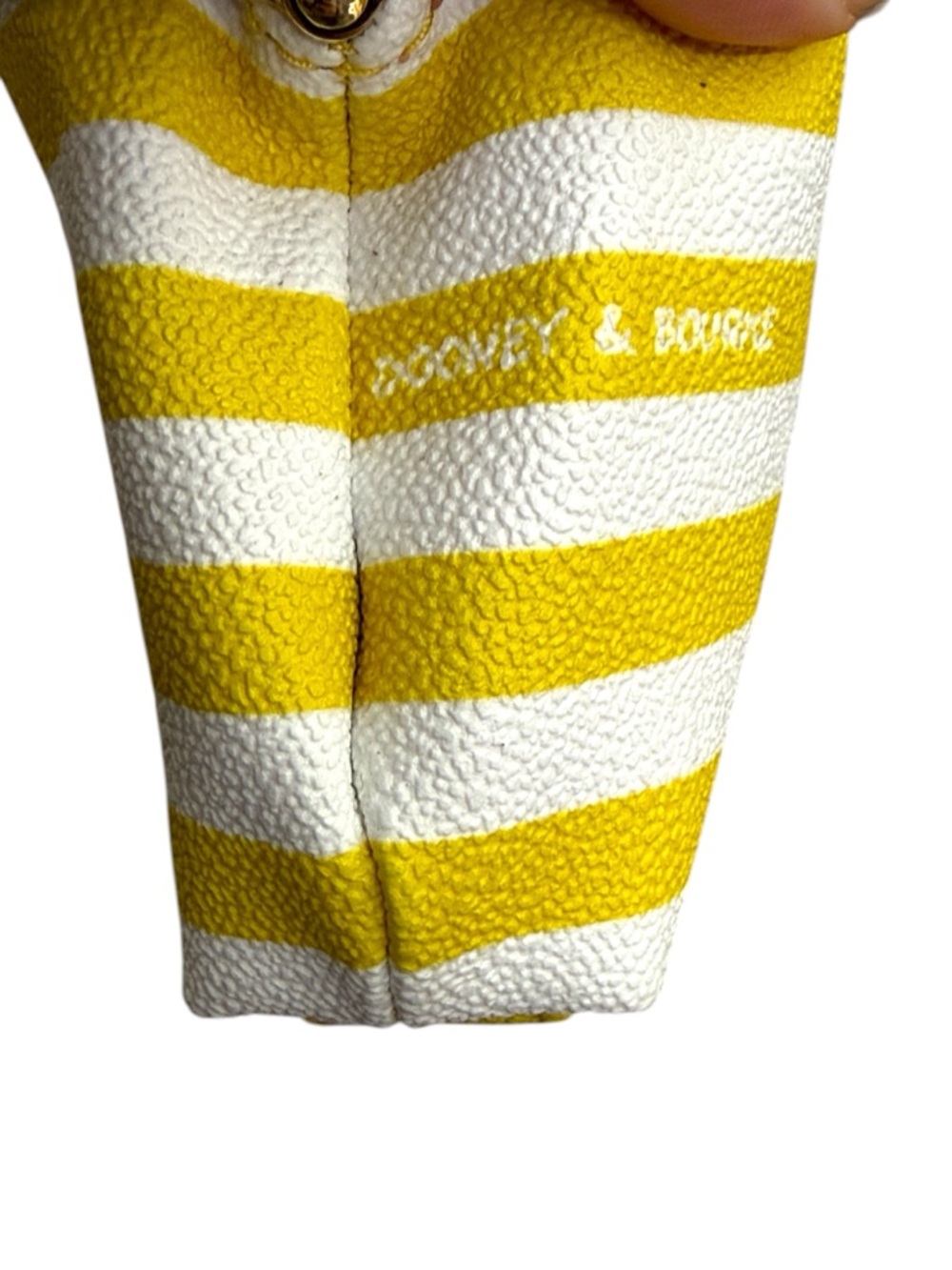 Dooney & Bourke Yellow White Stripe Kisslock Coin Purse Wallet - Picture 3 of 12